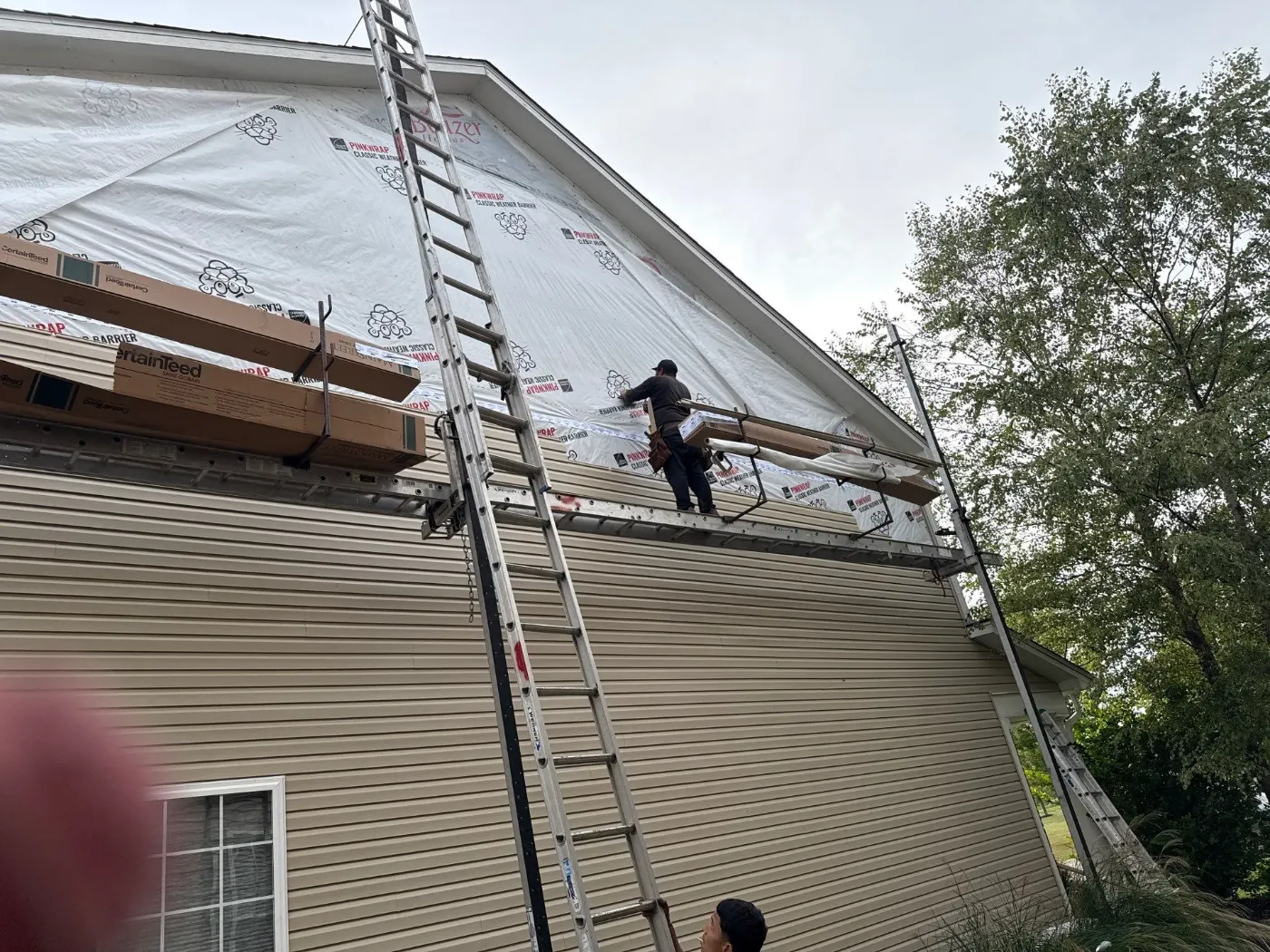 Storm damage documentation on a Merrimac commercial building